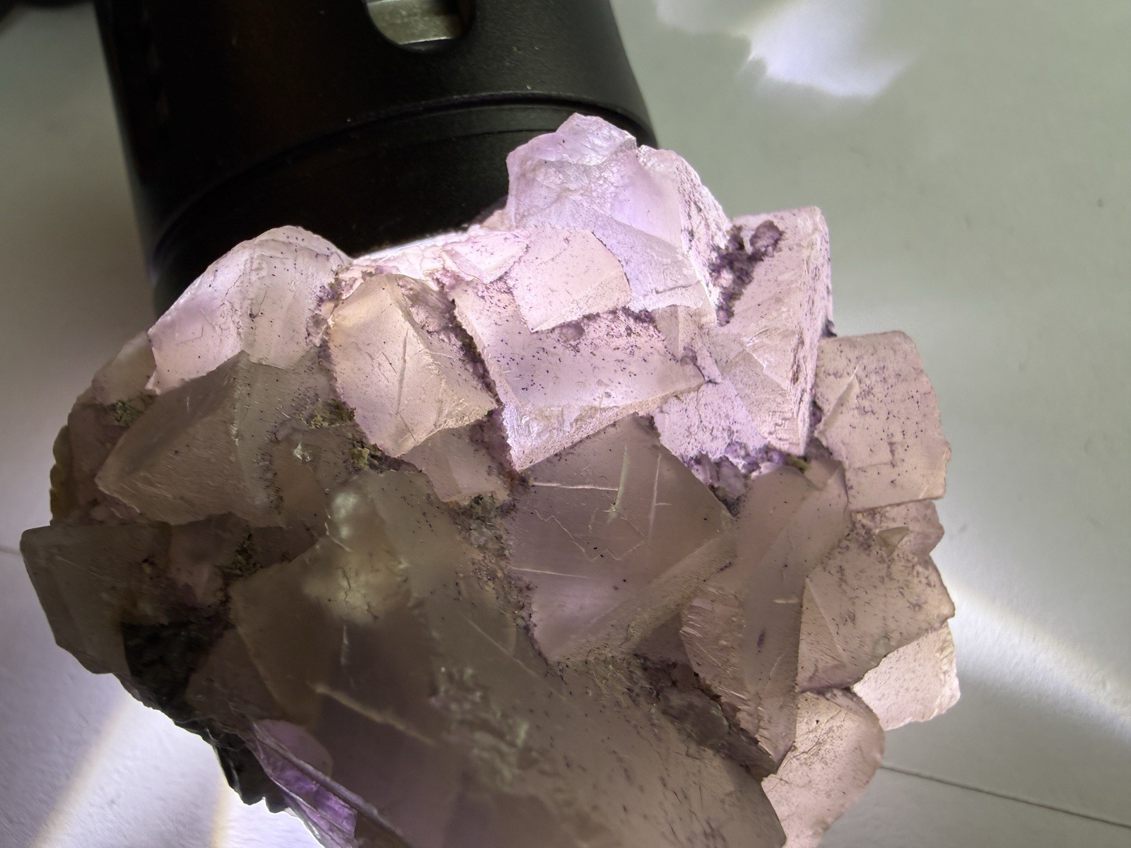 450g Transparent Light Purple Cubic Fluorite Crystal Cluster Mineral Specimen