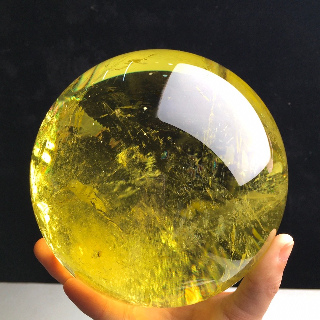 8LB Top Natural Citrine Sphere Quartz Crystals Reiki Ball Gems Decorate Gift