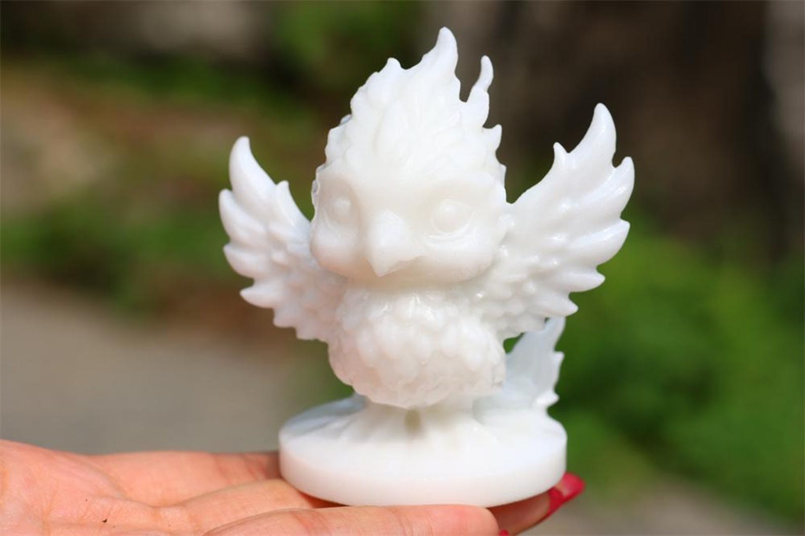 Natural White Jade phoenix Carving Quartz Crystal phoenix Healing Home Decor 1pc