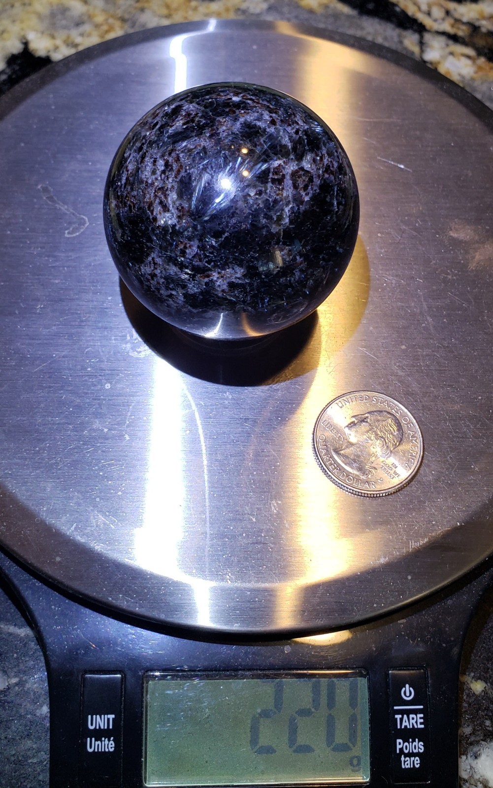 2″ Firework Garnet Astrophyllite Crystal Sphere Orb Ball, 220g or 7.7 oz