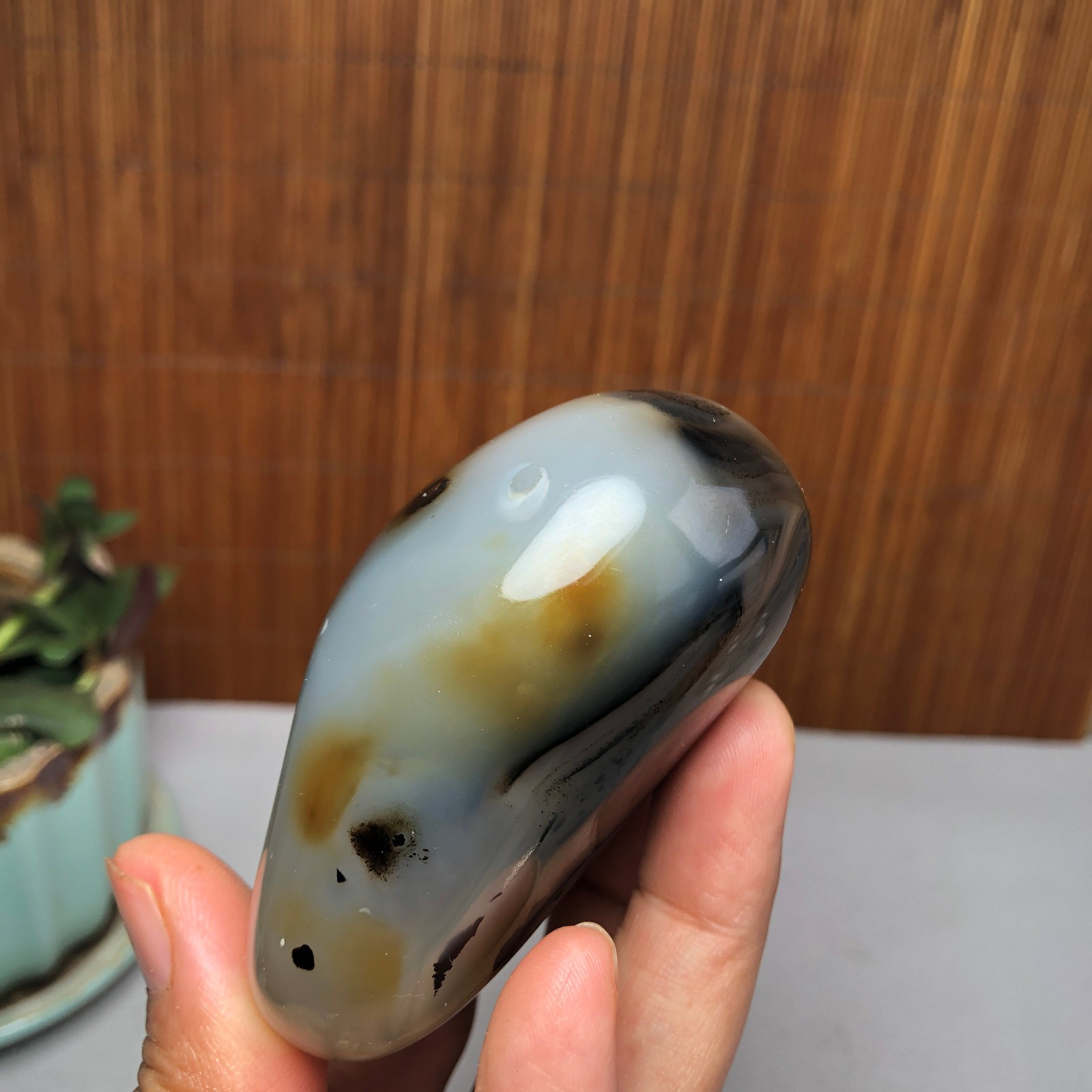 72mm Natural aquatic plants agate pretty Crystal specimens 167g A9995