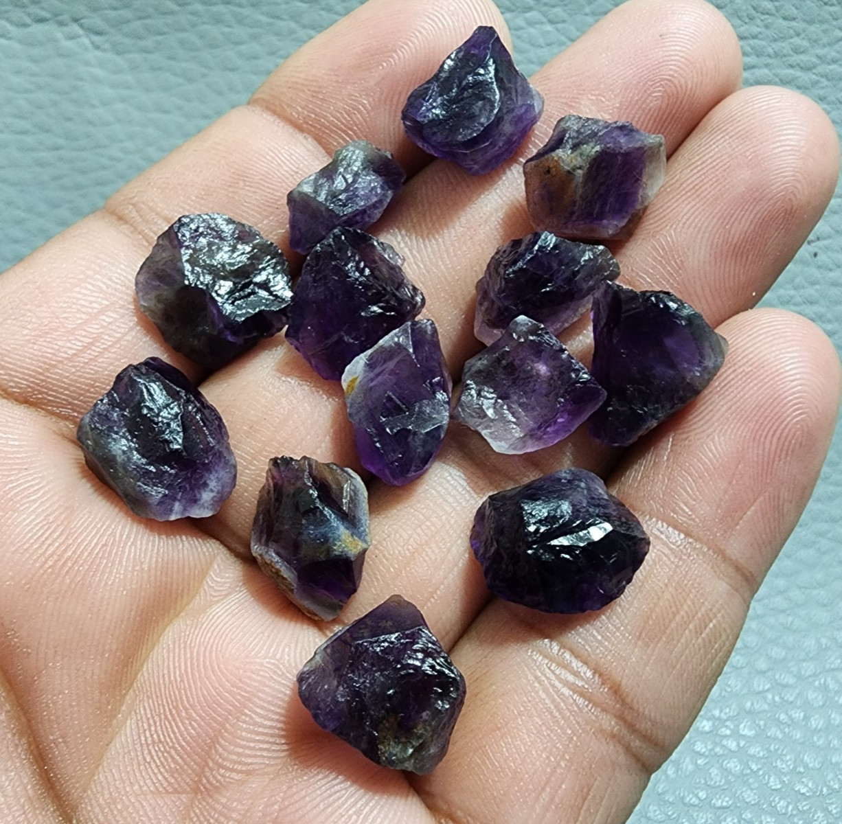 12 Pcs Glowing A+ Purple Amethyst Rough Gemstone Raw Size 13-15 MM Crystal Rough