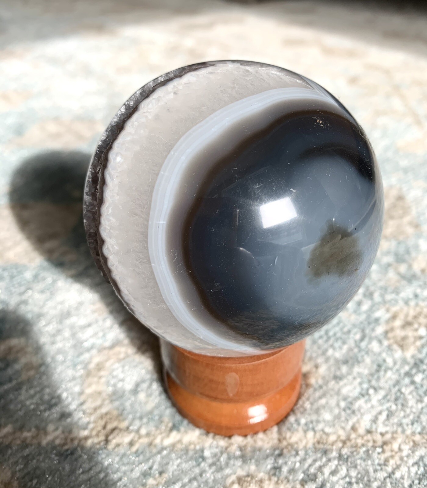3in Agate Crystal Geode Sphere