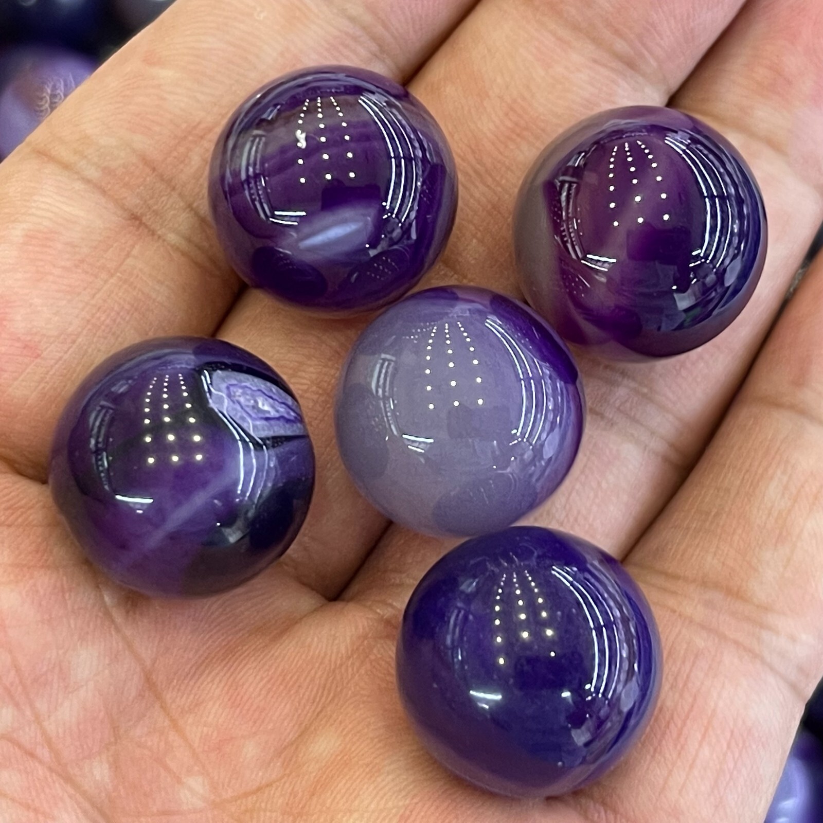 5pc TOP!Natural purple agate quartz ball hand carved crystal 20mm sphere healing