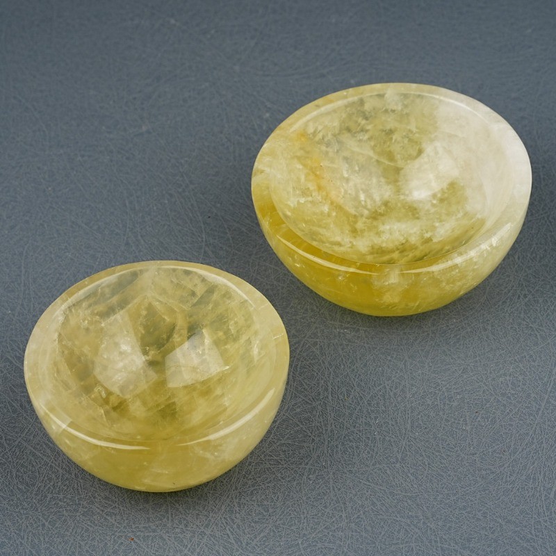 Natural Citrine Crystal Bowl Hand Carved Healing Reiki Stone Home Decor 1PCS