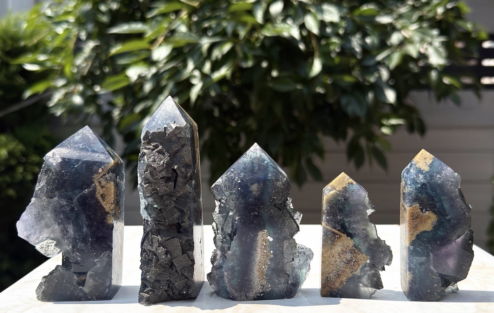 Wholesale 2 Lbs Blue Cubic Fluorite With Pyrite Tower Natural Crystal Energy