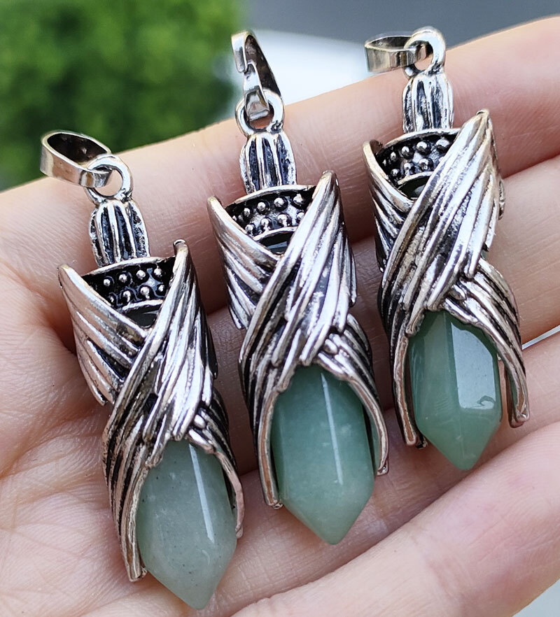 10pcs Aventurine Gems Angel Wing Pendants Love Reiki Healing Amulet Wholesale