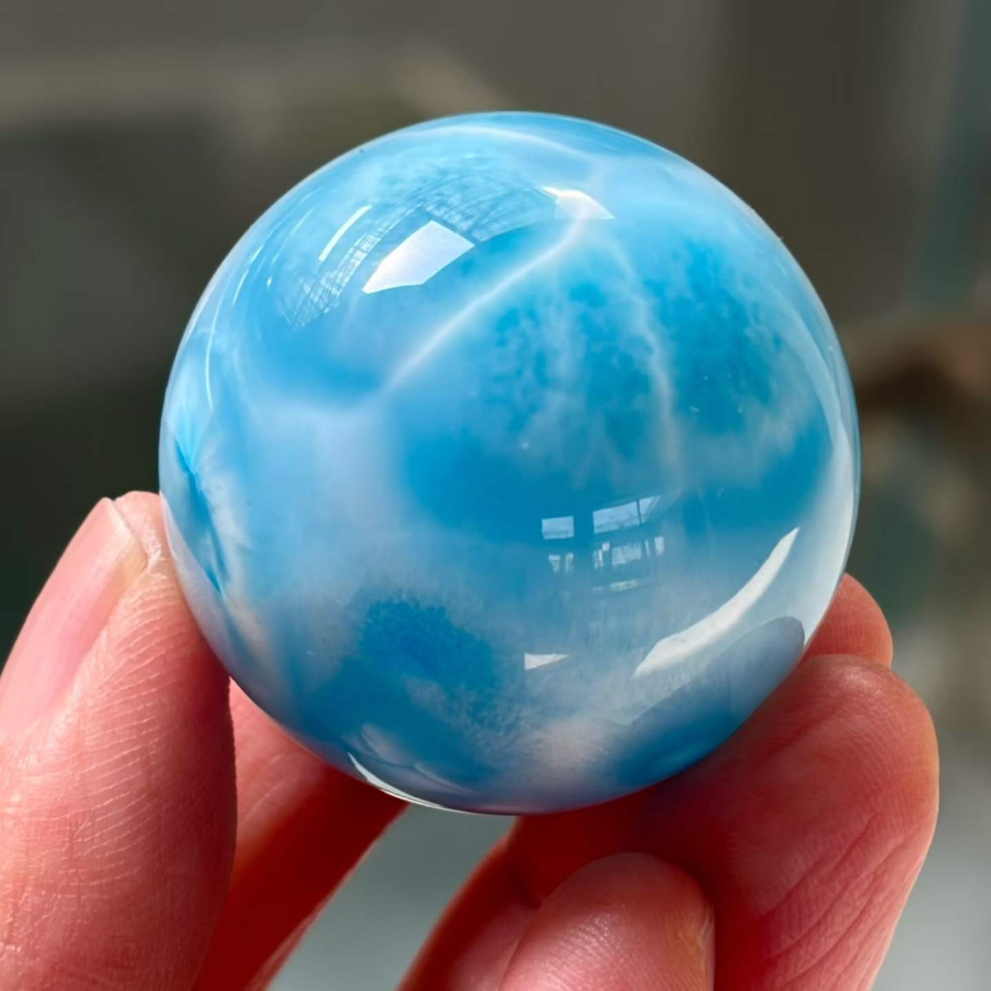 36mm Natural Larimar Gemstone sphere quartz polished ball Reiki energy
