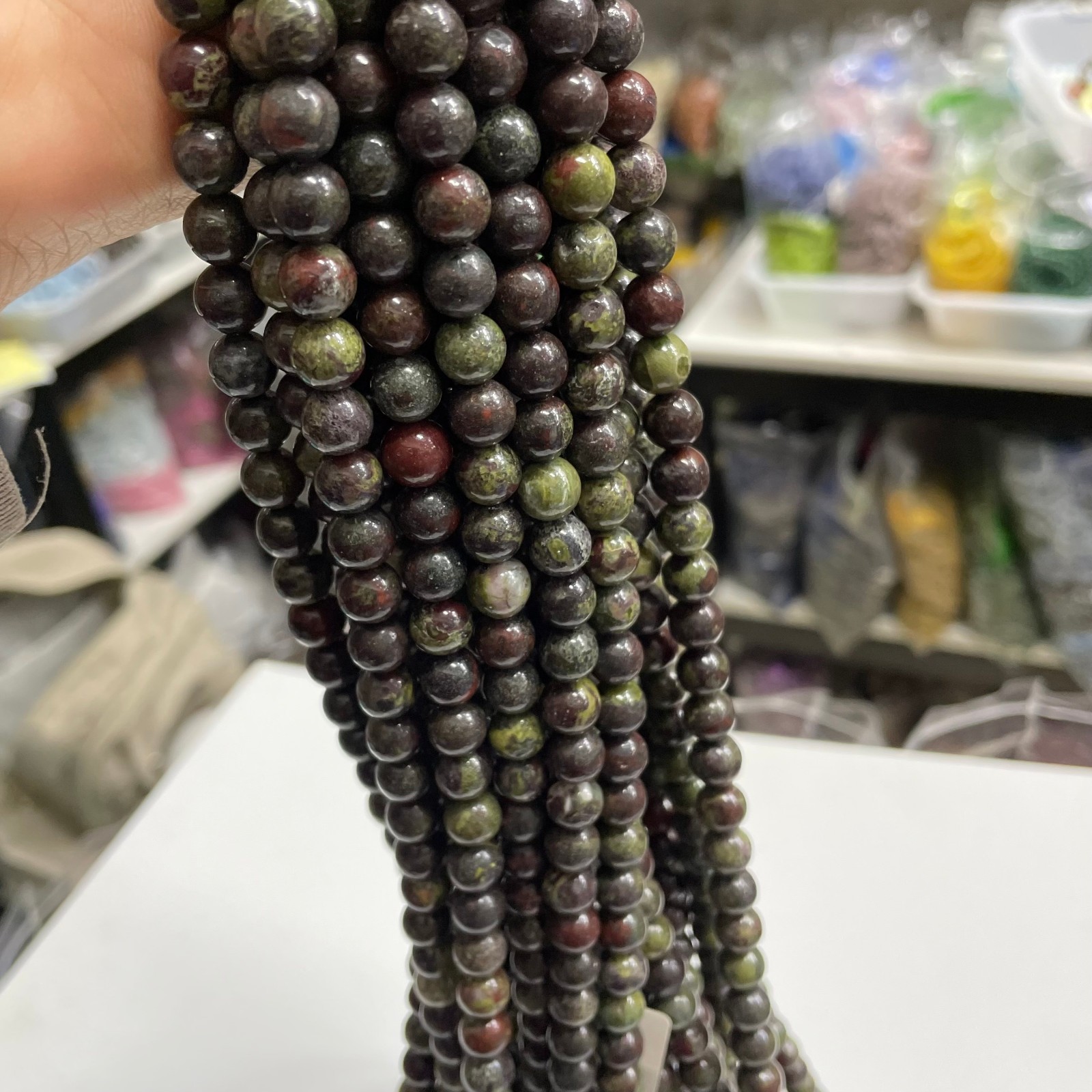 8mm Dragon Blood Stone round bead crystal string, 1 strand #8