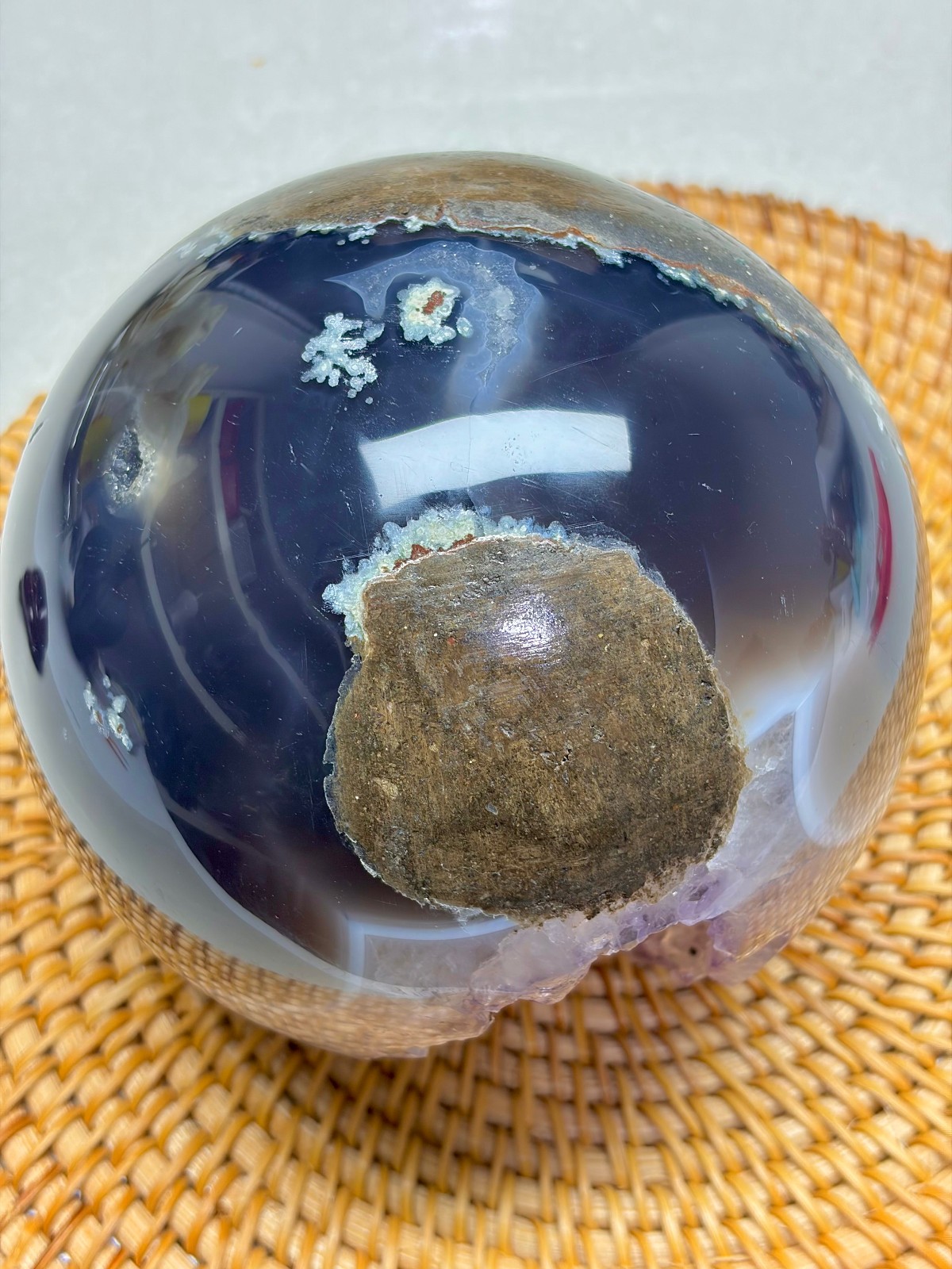 4.3 lb Natural Amethyst Geode Sphere Crystal Druzy Ball Polished Agate Decor