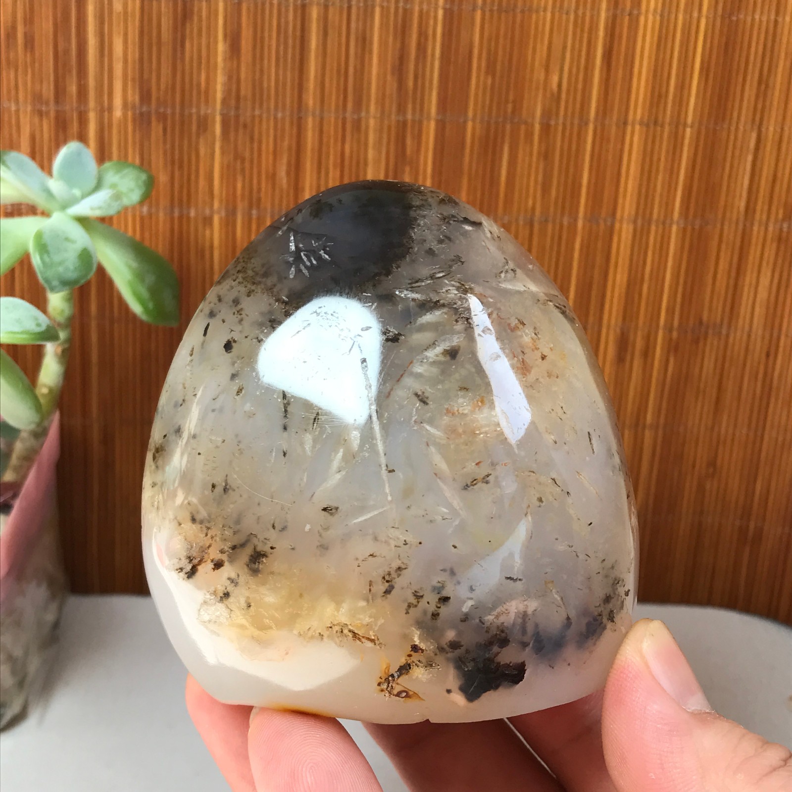 77-74-50mm Natural aquatic plants agate pretty Crystal specimens 433g A1877