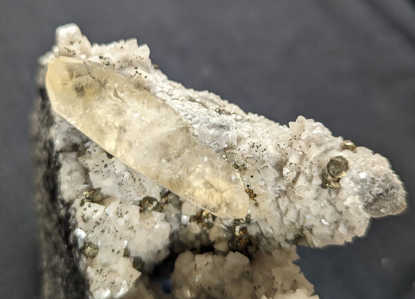 Golden Calcite and Chalcopyrite on Dolomite Mineral Specimen Missouri – Natural 