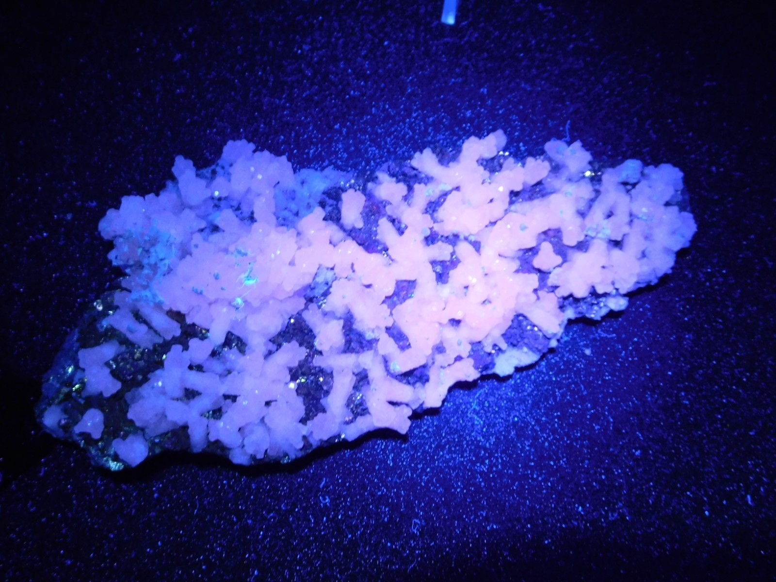 Big! MARCASITE Crystal Cluster with Fluorescent Calcite Crystals Mexico 538gr