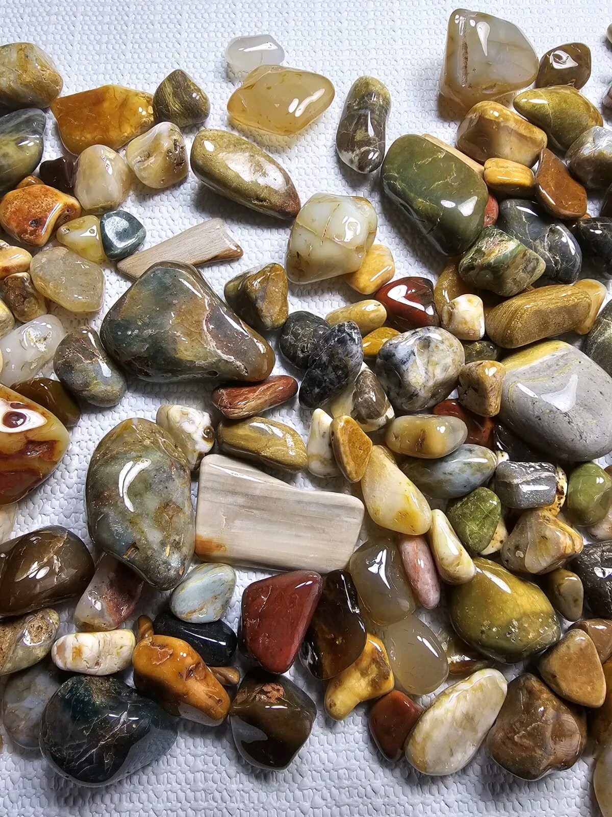 5 Oz. Bulk Mixed Tumbled Stones Agate Chalcedony Jasper Petrified Wood And More