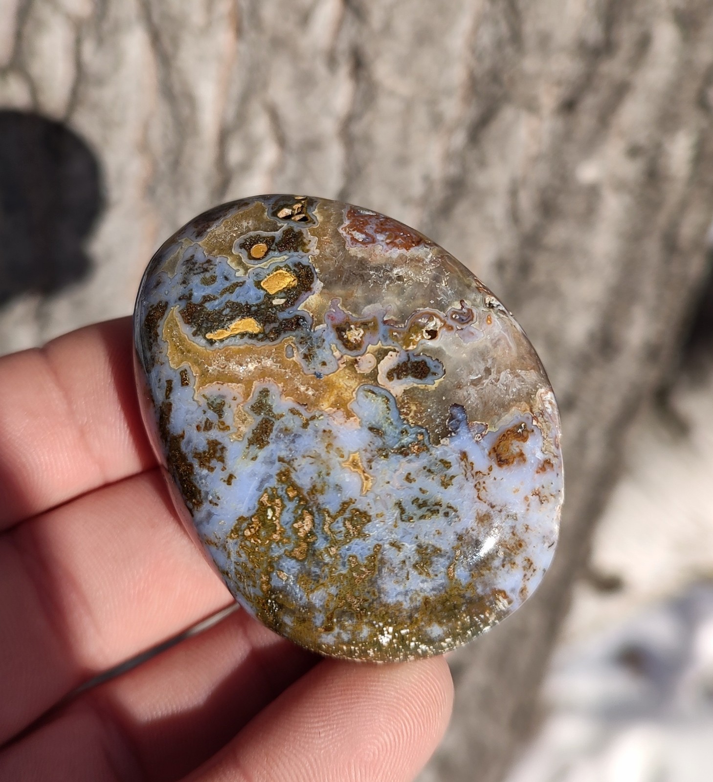 93g Ocean Jasper Palmstone, Natural Mixed Colors, Ocean Jasper Calming Stone