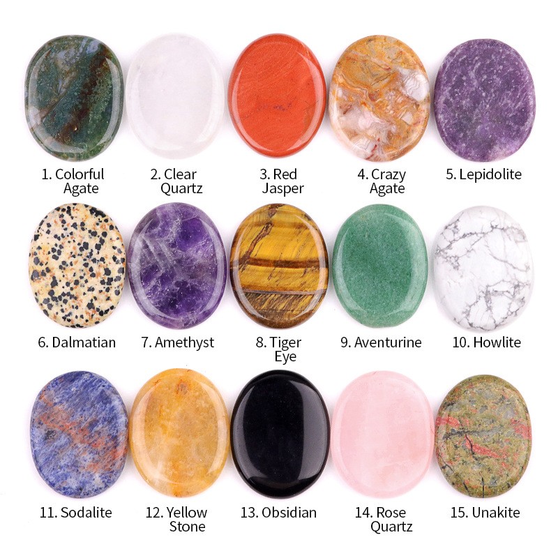 Natural Crystal Worry Stone: Choose Gemstone (Crystal Healing Pocket Stone)