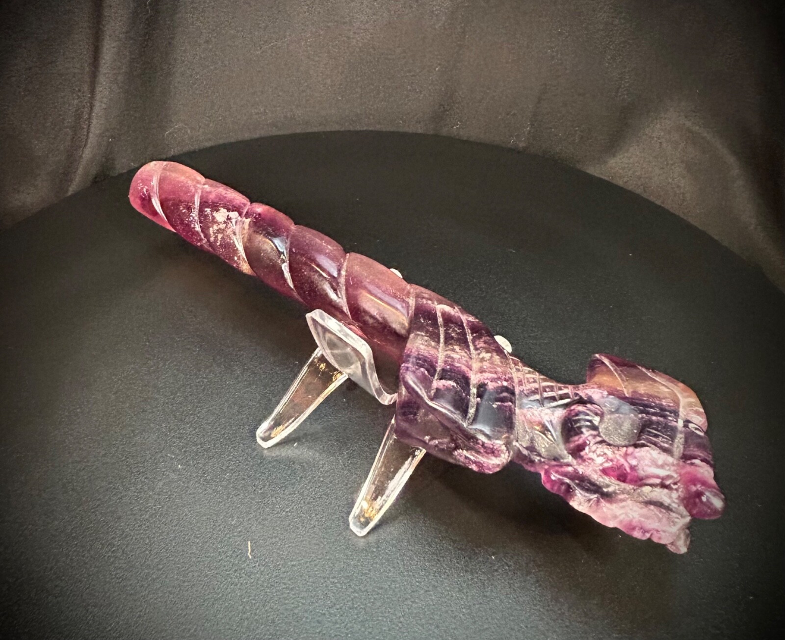 7.75″ Rainbow Fluorite Dragon Wand With Acrylic Stand 8.3oz