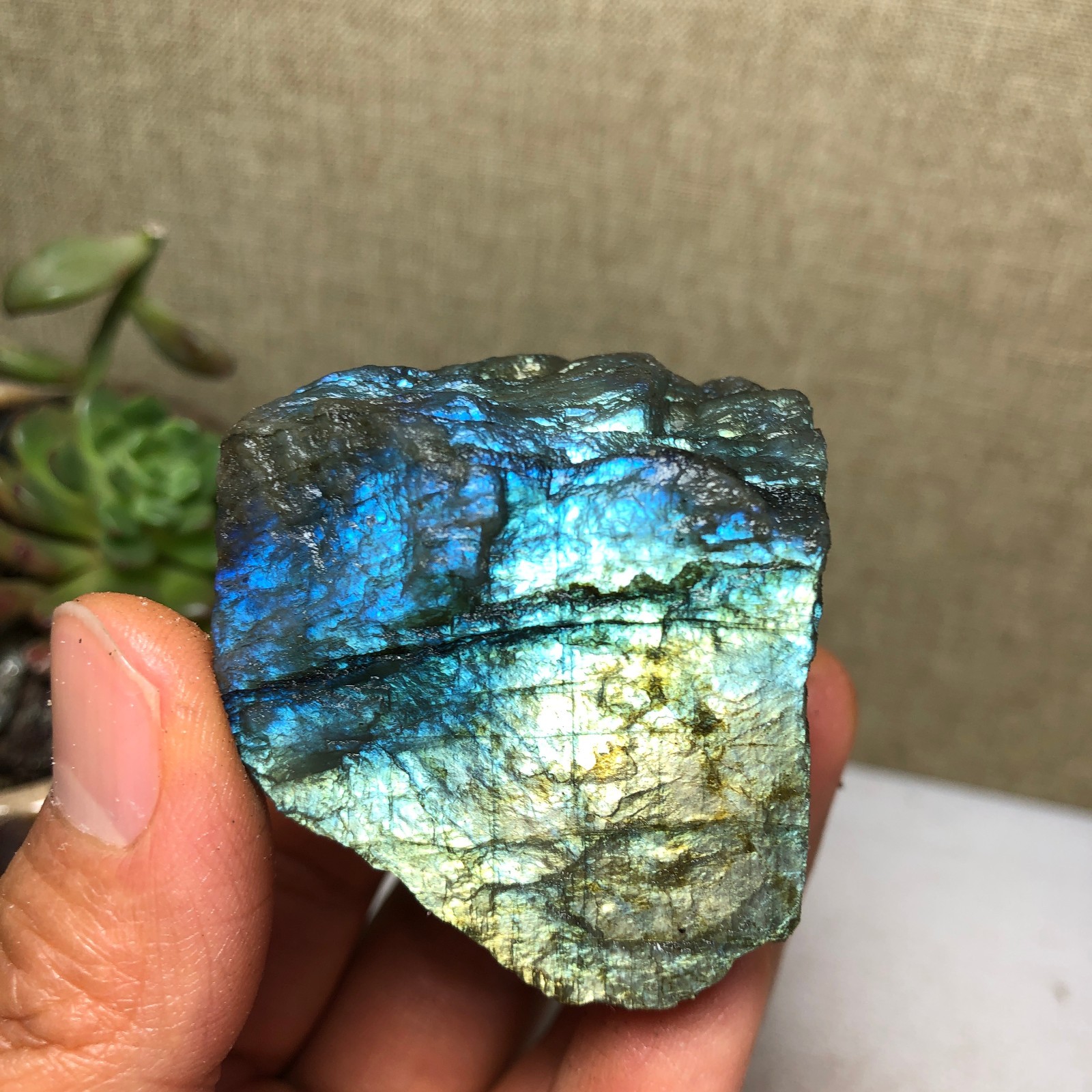 41mm Natural Labradorite Crystal gemstone rough original Specimen 90g A4218