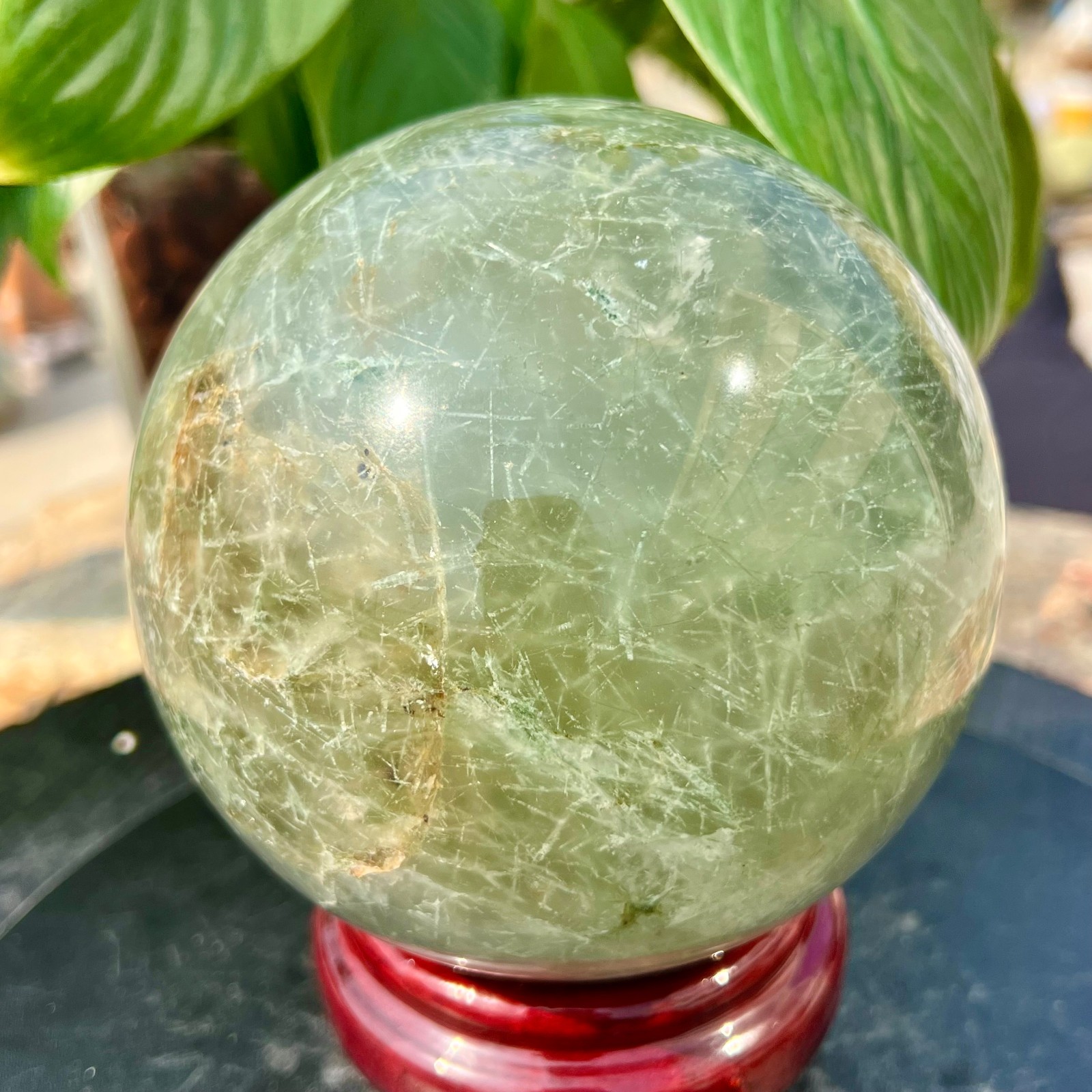 5.5LBNatural Green Phantom Quartz Sphere Crystal Ball Healing Decor