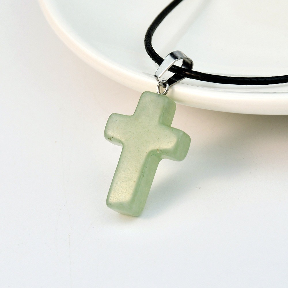 Fashion Crystal Cross Pendant Necklace Mixed Charms on Leather Rope Jewelry