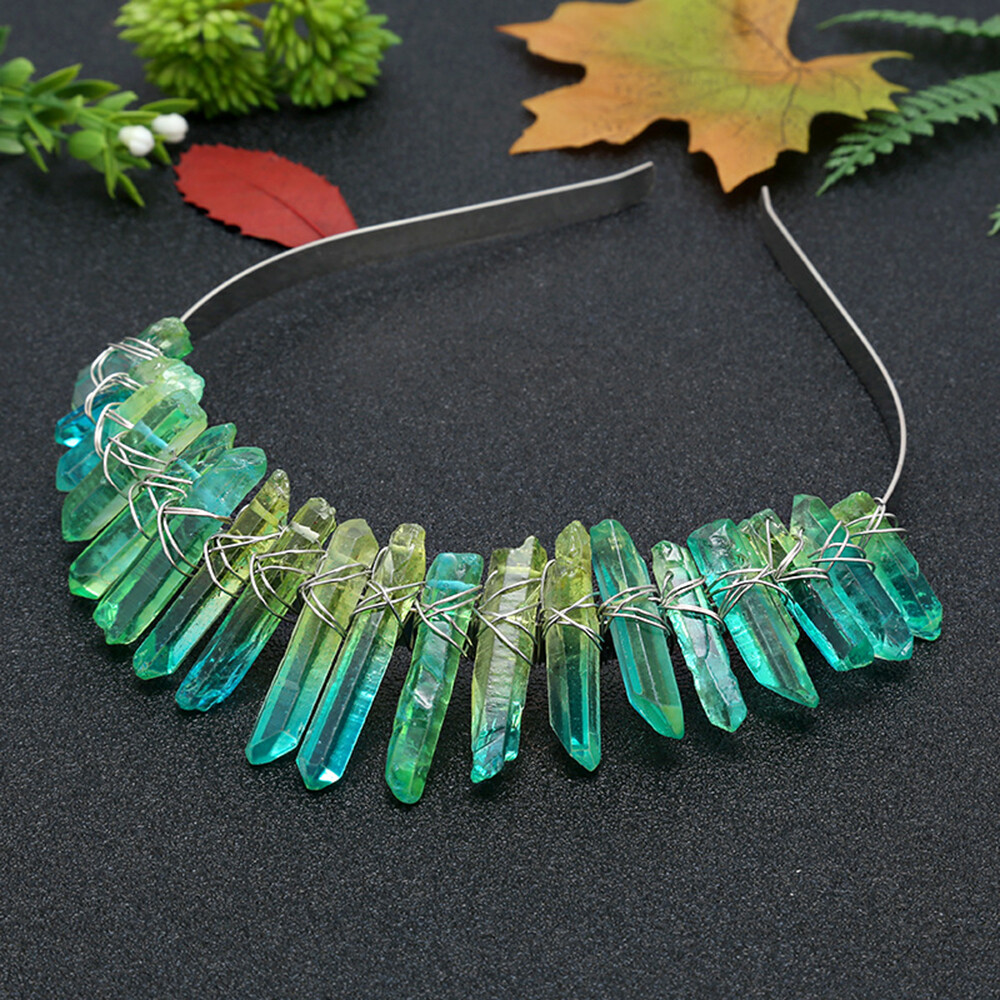 Quartz Crystal Hair Hoop Crown Headband BOHO Headdress Wedding Accessories