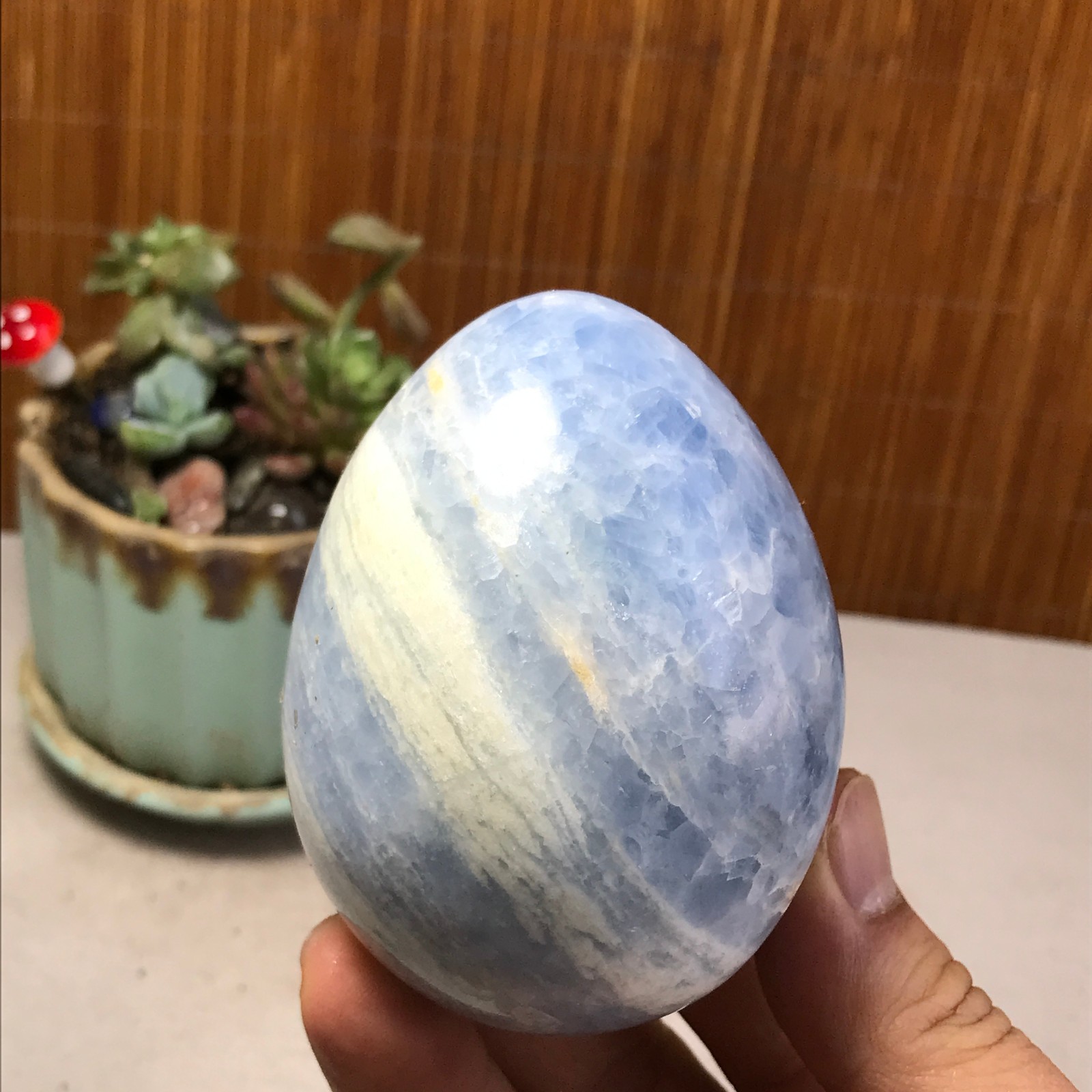 80-60-60mm NATURAL Blue Celestite egg quartz Crystal Healing gift 430g A5212