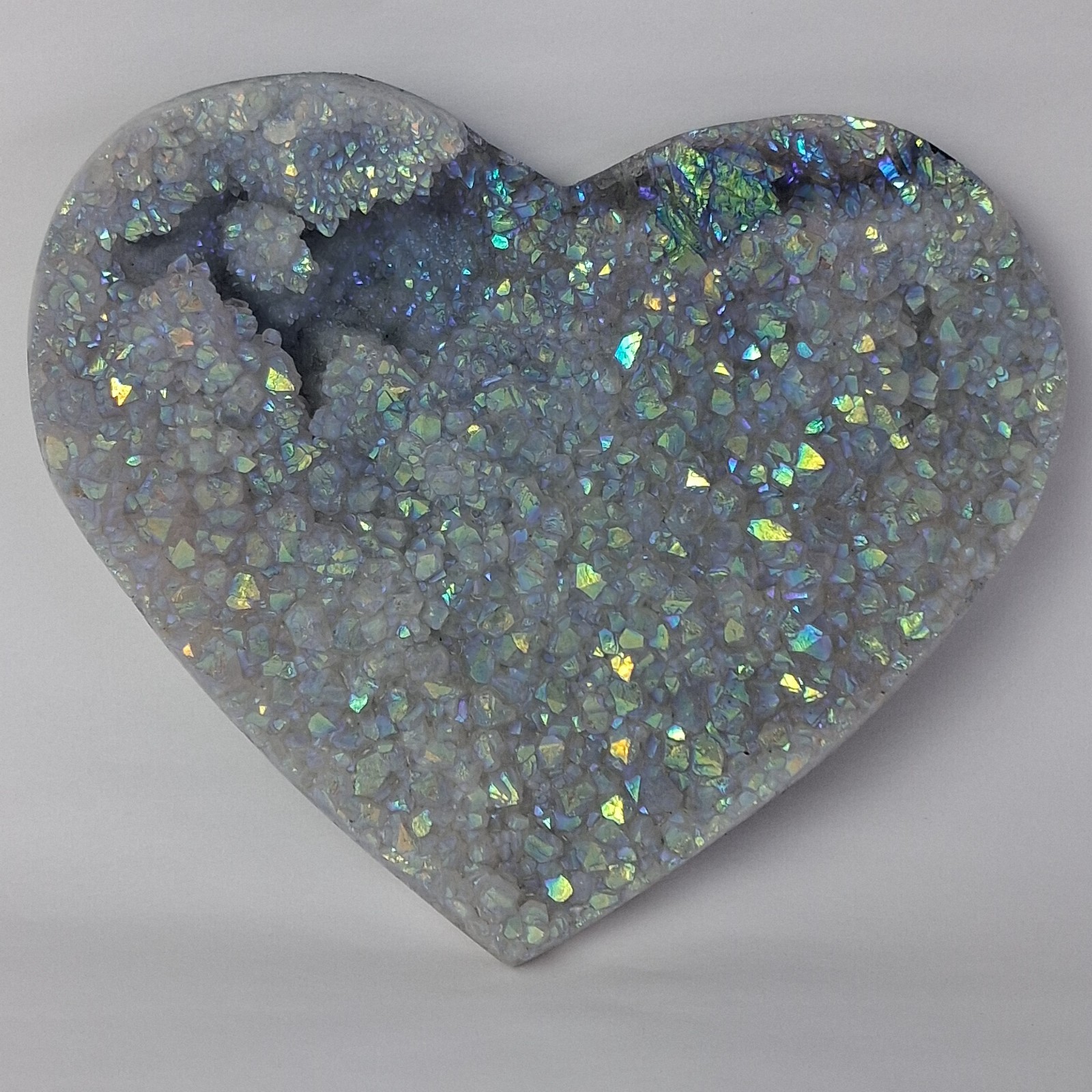 Heart Shaped Angel Aura Quartz Crystal Cluster Natural Rock 7 x 6 in