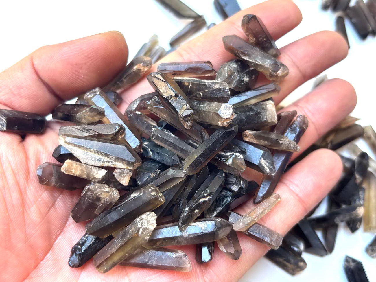 150pcs+ Tiny Matchstick Jewelry 1/2 lb Lemurian Smoky Quartz Crystal Point Wands