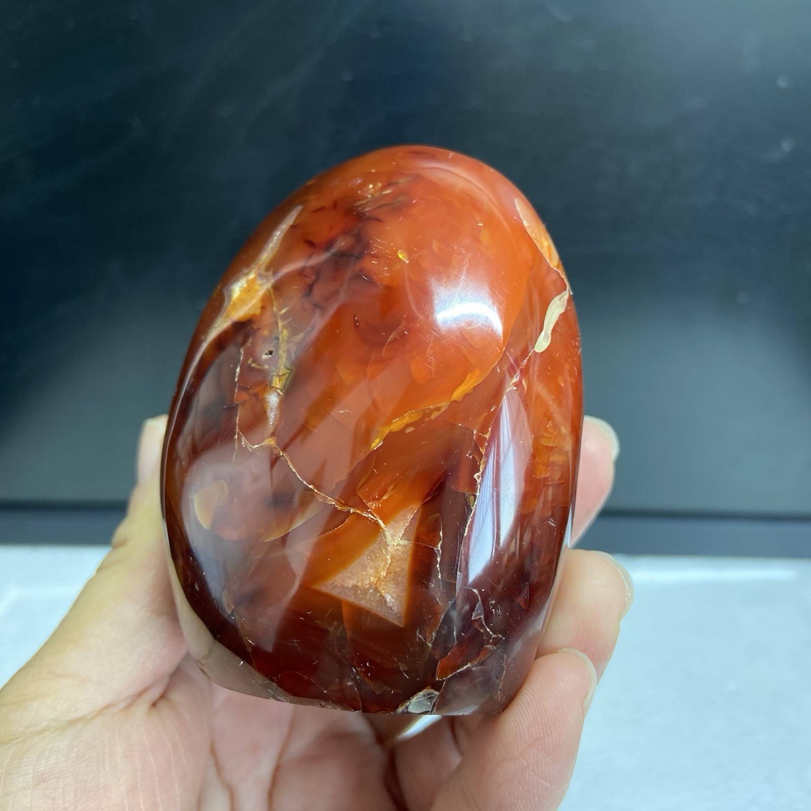 79mm405g Beautiful Red AGATE Carnelian Crystal Display Stand Reiki MGY145