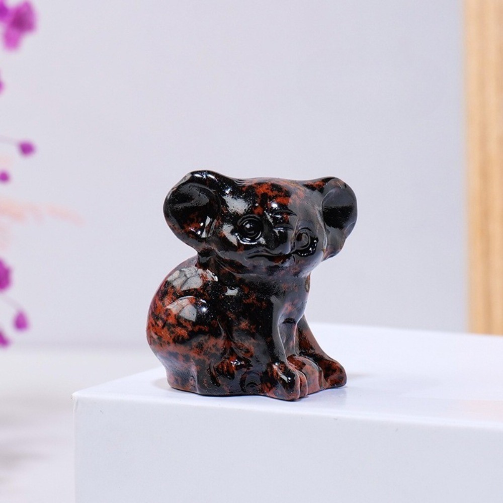 Natural Mixed Crystal Koala Statue Carving Reiki Healing stone Decor Gift random