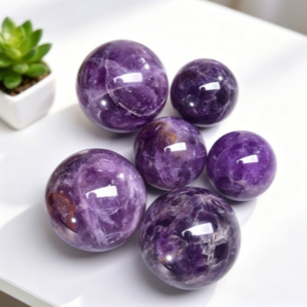 Natural Dreamy purple crystal Sphere Ball Reiki Healing stone Meditation Decor