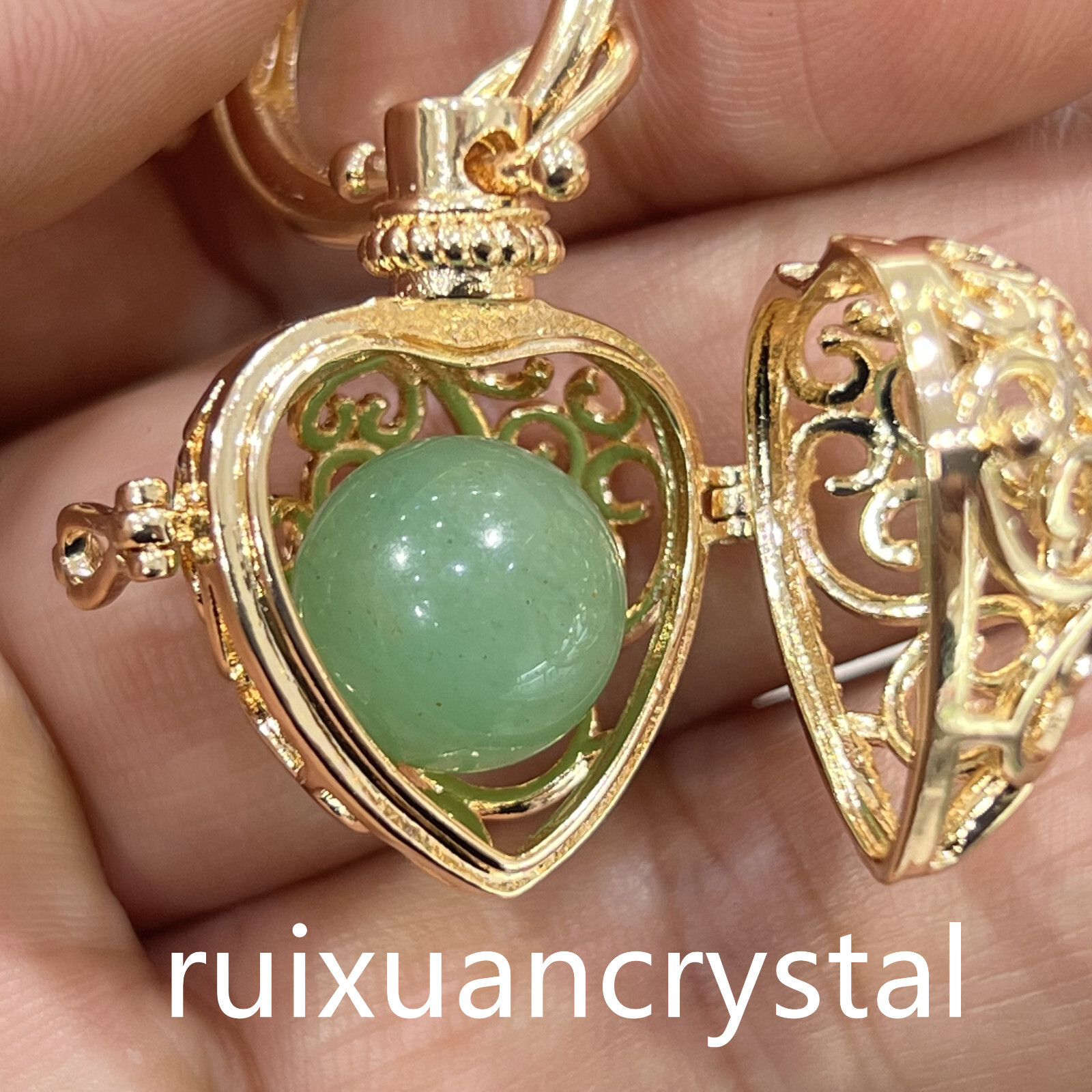 1pc Natural Aventurine Quartz Sphere cage key chain Crystal Reiki Healing