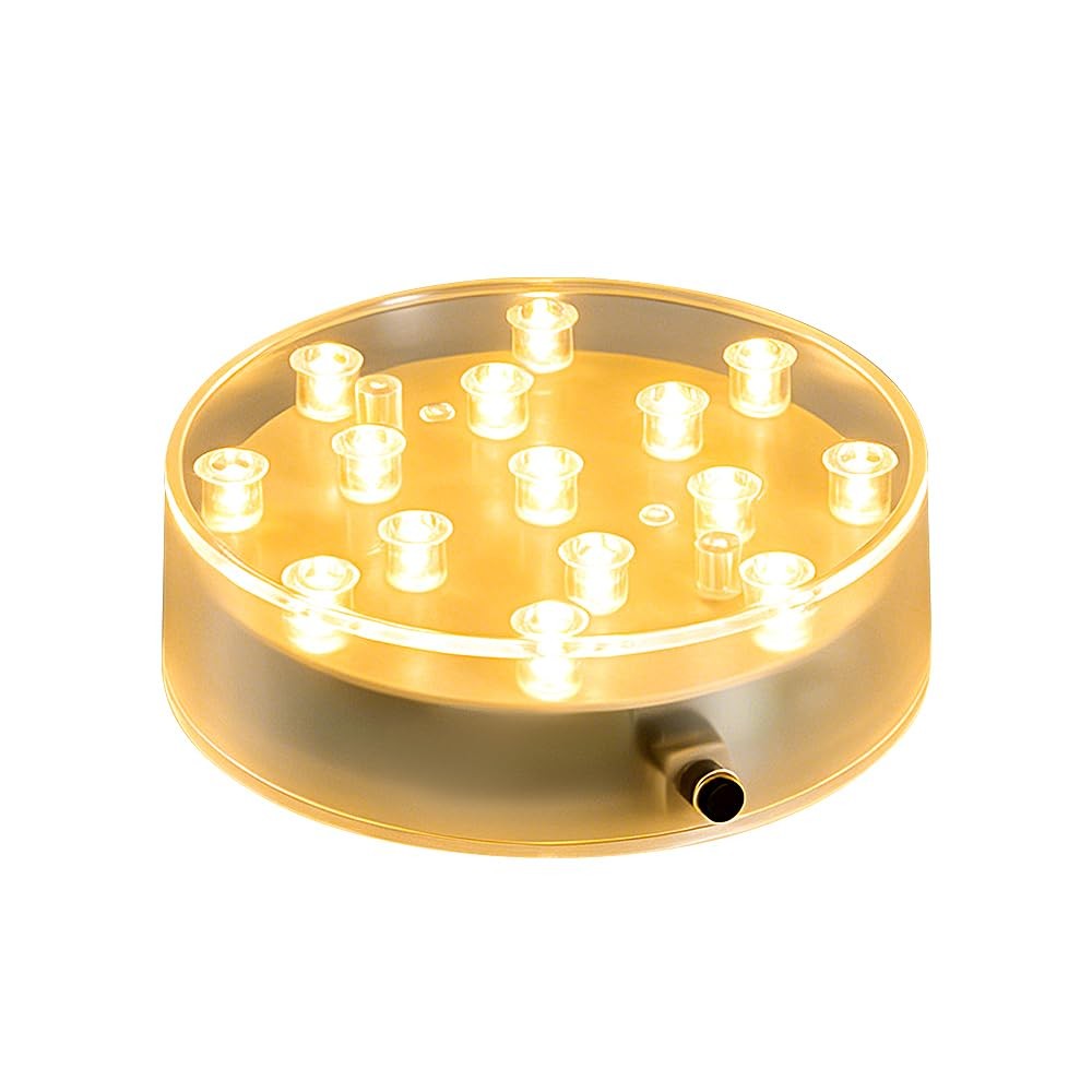 4Inch Round LED Light Base for Glass Art, Vases, and Centerpieces