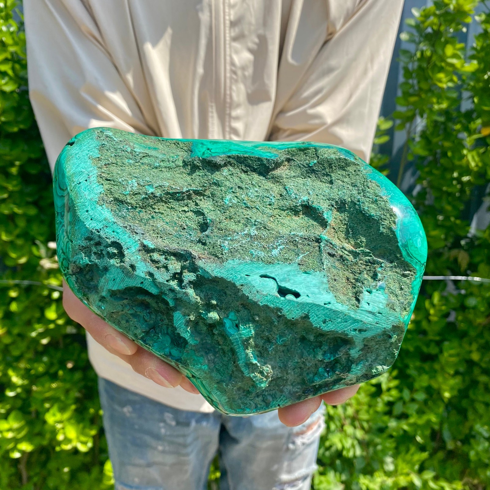 4.54LB Natural glossy Malachite transparent cluster rough mineral sample