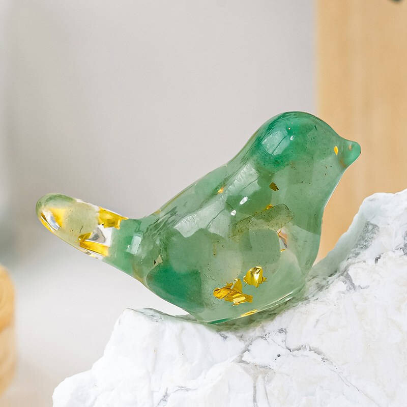 Natural Quartz Crystal Gravel Drops Glue Bird Mini Healing Birdie Resin Decor