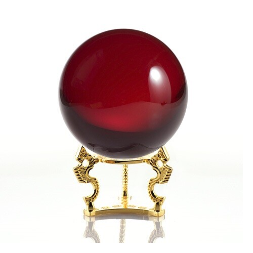 Crystal Ball Sphere for Feng Shui, Meditation, Decor, with Gold Dragon Stand.