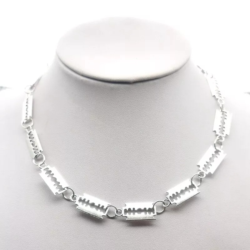 Fashion Jewelry Silver Barbed Wire Brambles Razor Blade Choker Necklace 1PC