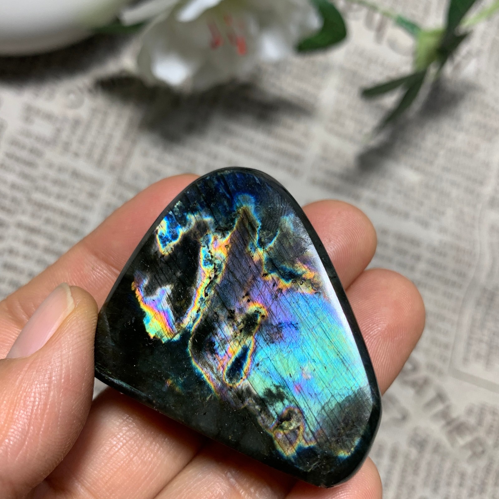 62g Natural Purple Labradorite Quartz Crystal Stone Specimen Healing