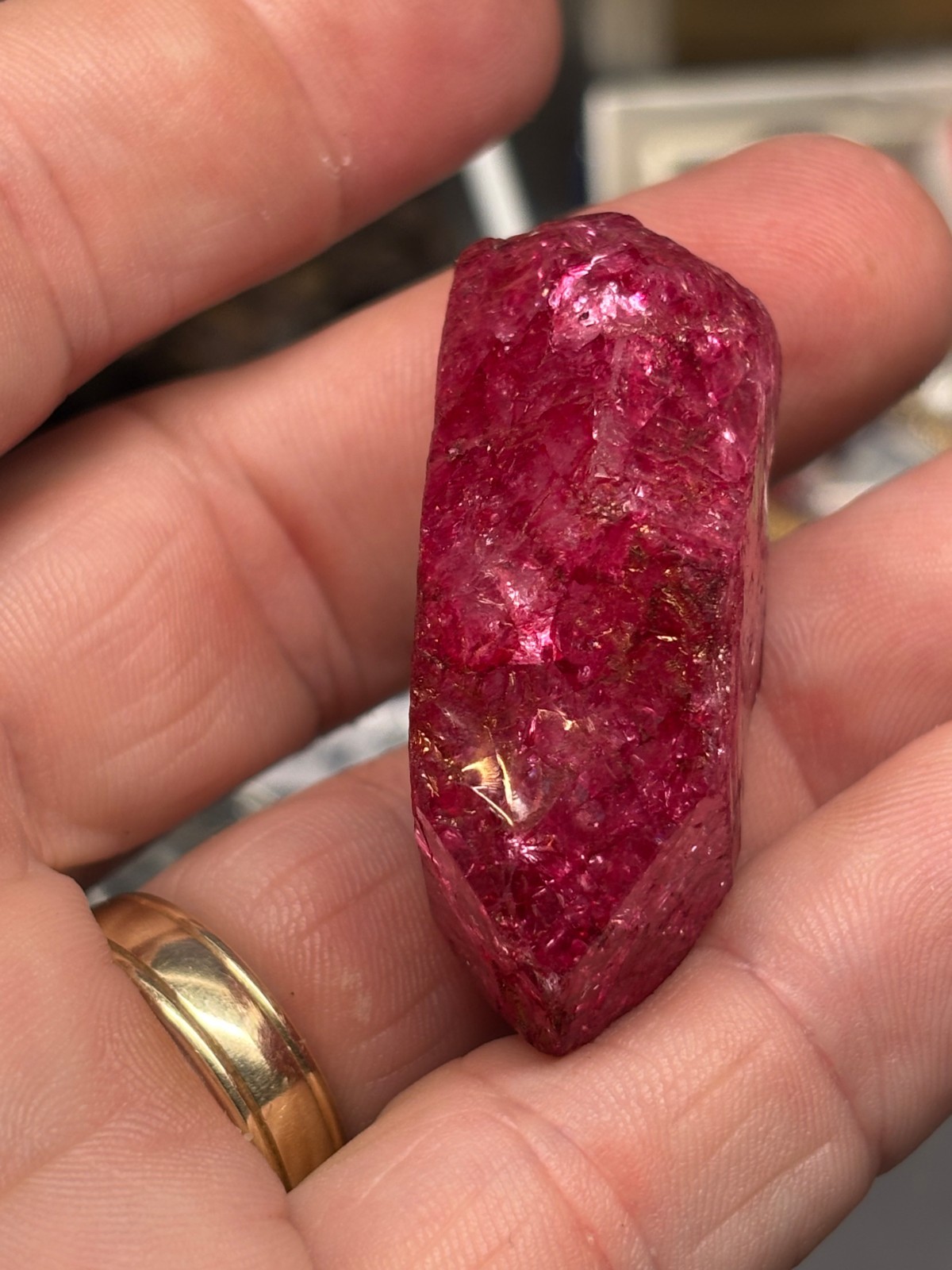 Dyed fractured Quartz crystal RUBY CORUNDUM ?? Wicca Pagan Mystic OCCULT