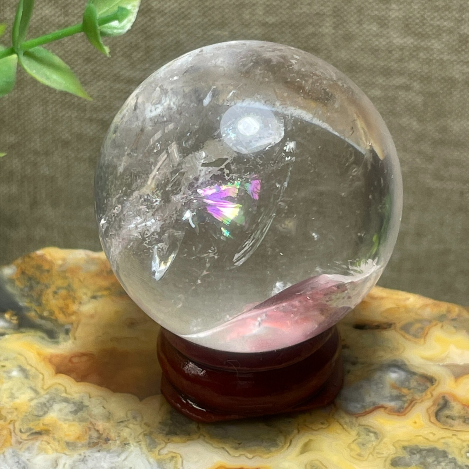 rainbow White Clear stone Sphere Ball Healing original stone 39mm A10
