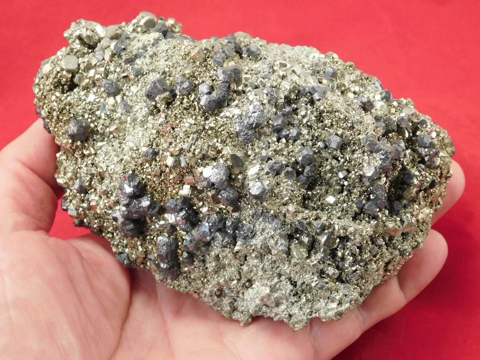 BIG! Dodecahedron PYRITE Crystal Cluster with Galena Crystals From Peru 1671gr