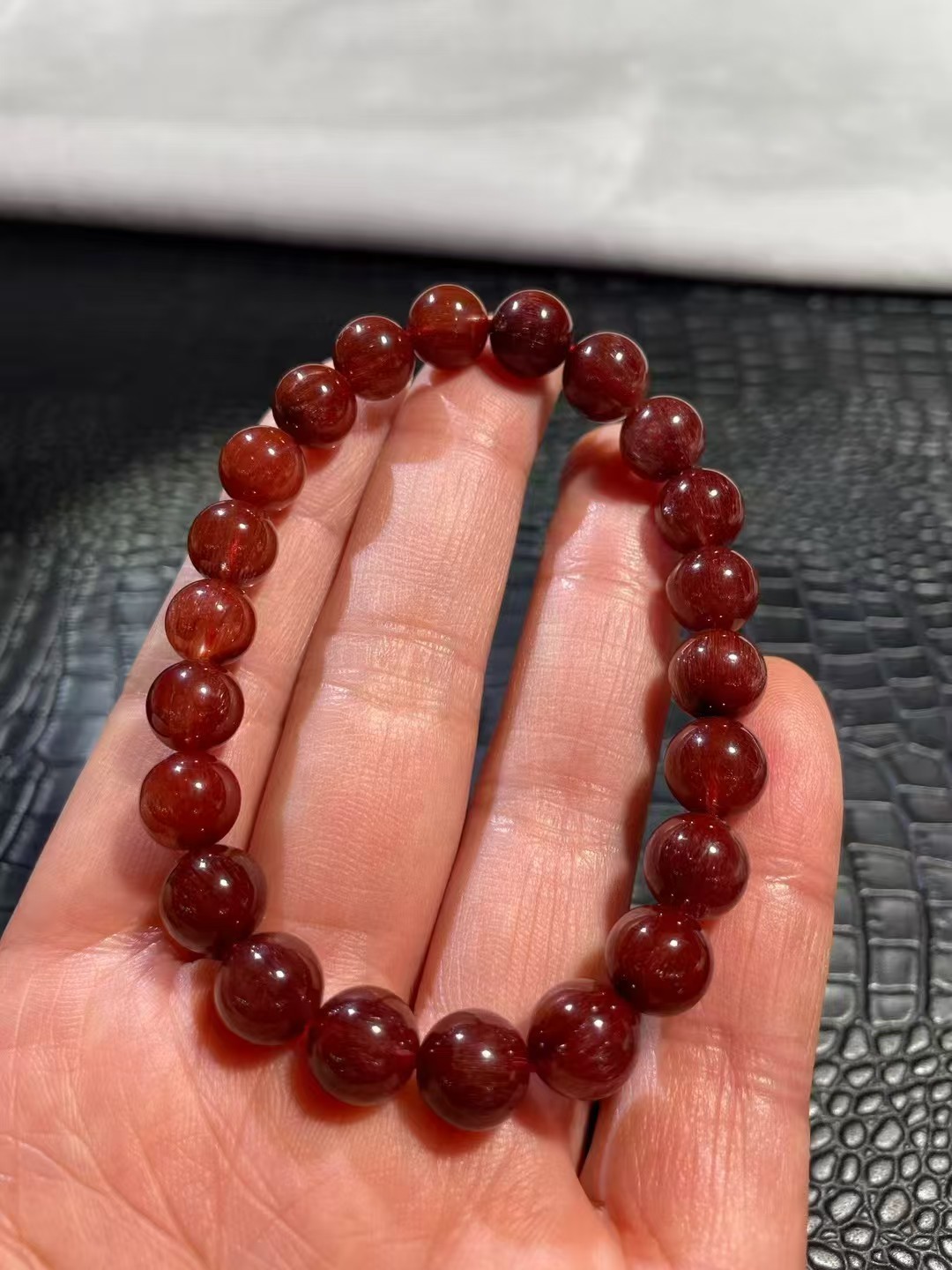 Natural Brazilian Red Rutilated Quartz Bracelet – Mother’s Day Gift