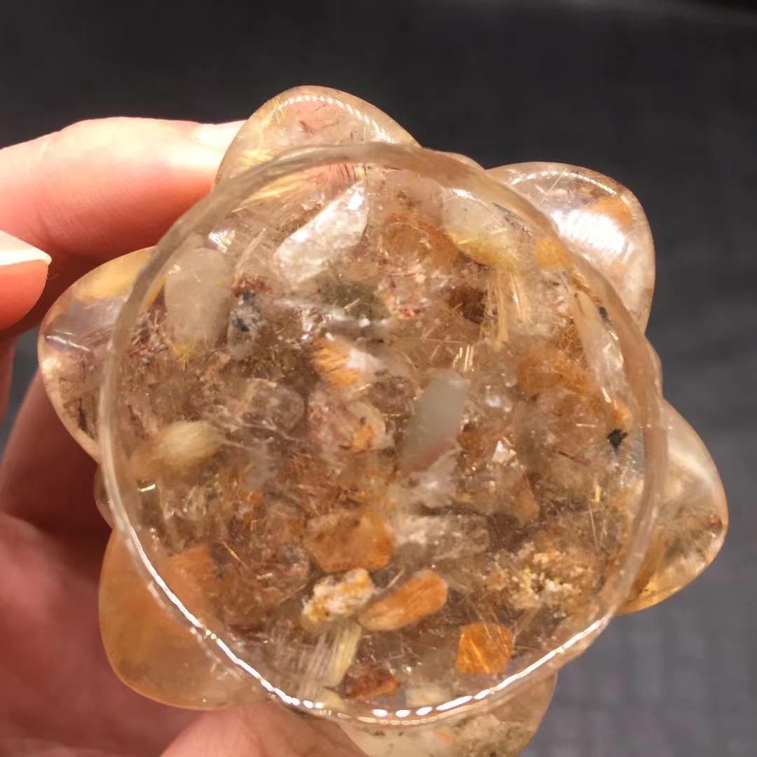Natural Rutilated Quartz Crystal Chips Resin Christmas Tree Healing Decorate 1Pc