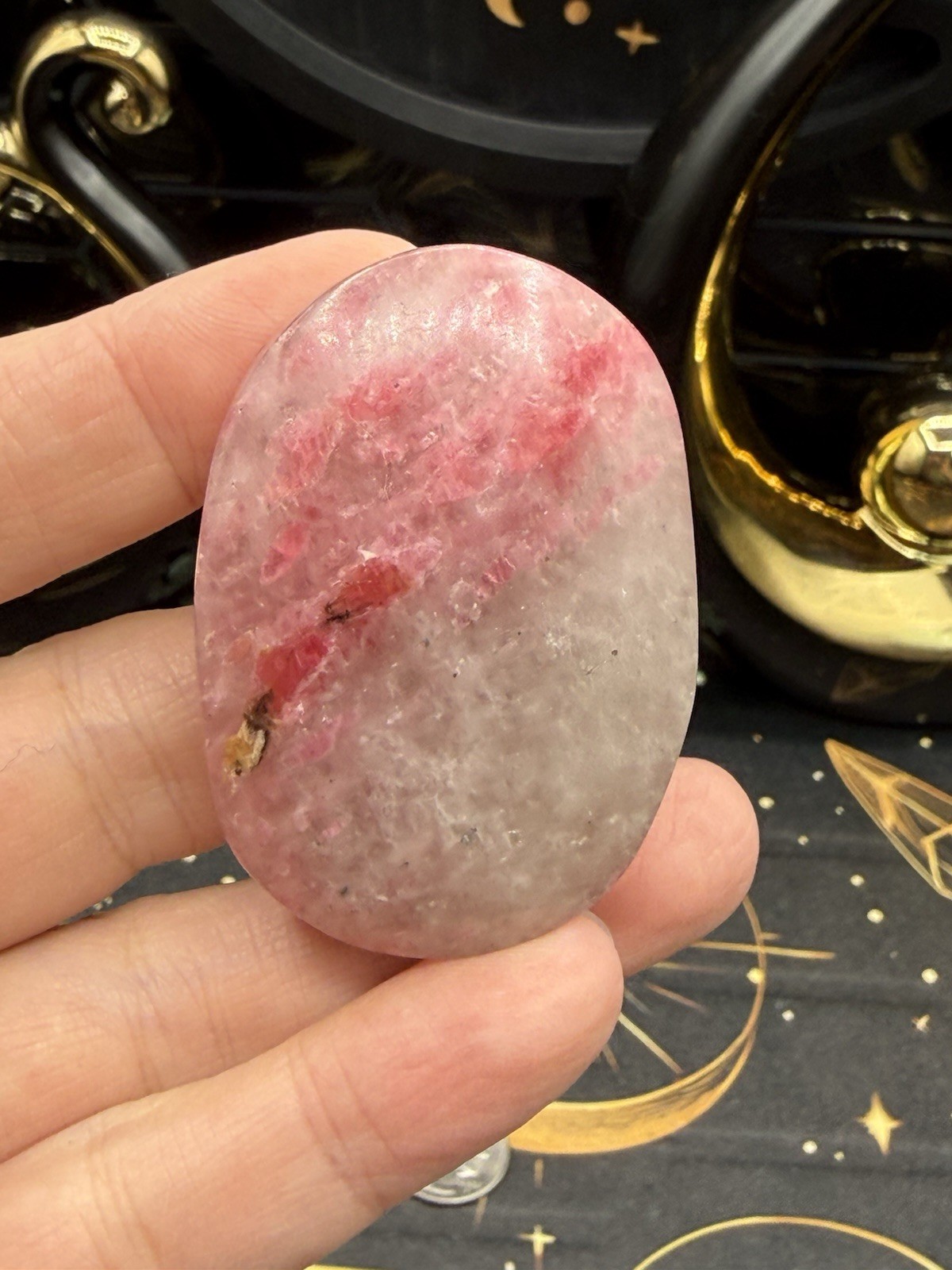 Natural Rhodonite in Quartz small Palm stones Free shipping
