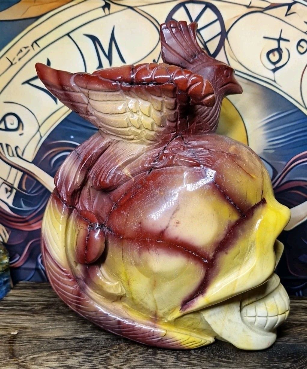 Mookaite Crystal Phoenix Skull – Big Hand Carved 2.46kg Statement Piece
