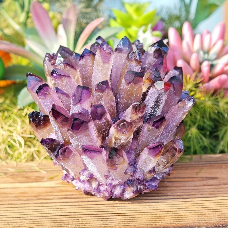 300G+ New Find Large Crystal Amethyst Phantom Cluster Healing Rocks Specimens