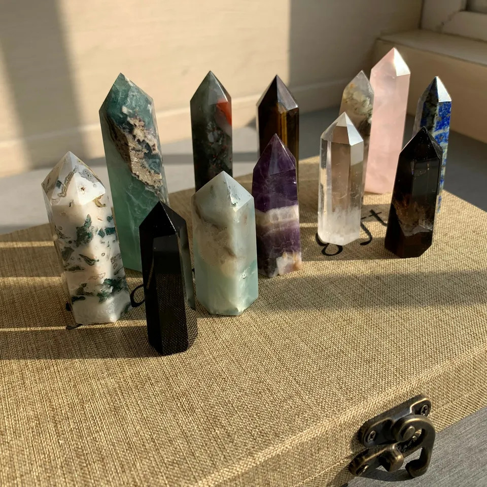 12pc A lot natural quartz crystal obelisk wand point healing send randomly