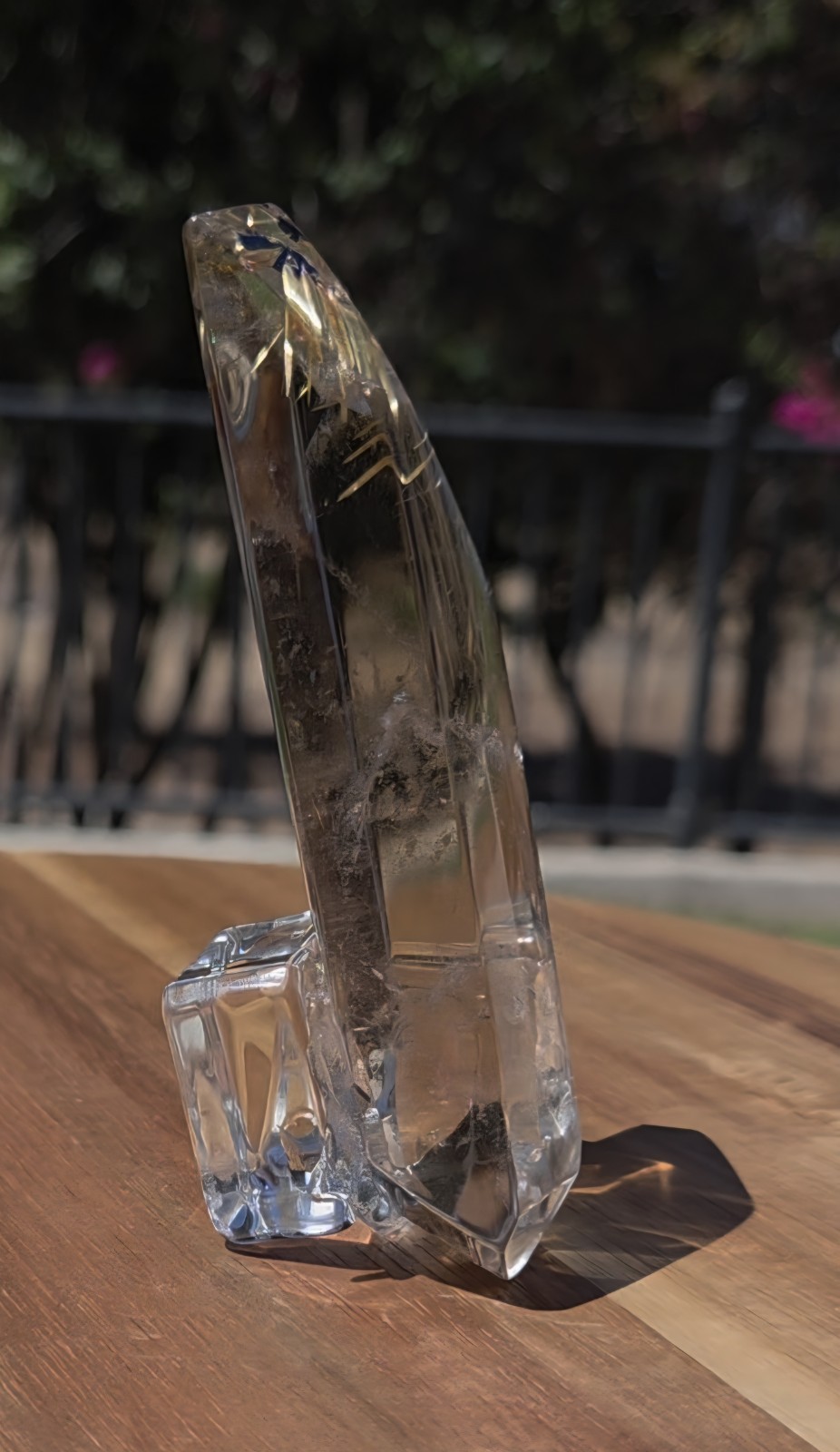 Clear Quartz Natural Point Crystal Polished Specimen w/ Golden Rutile Inclusions