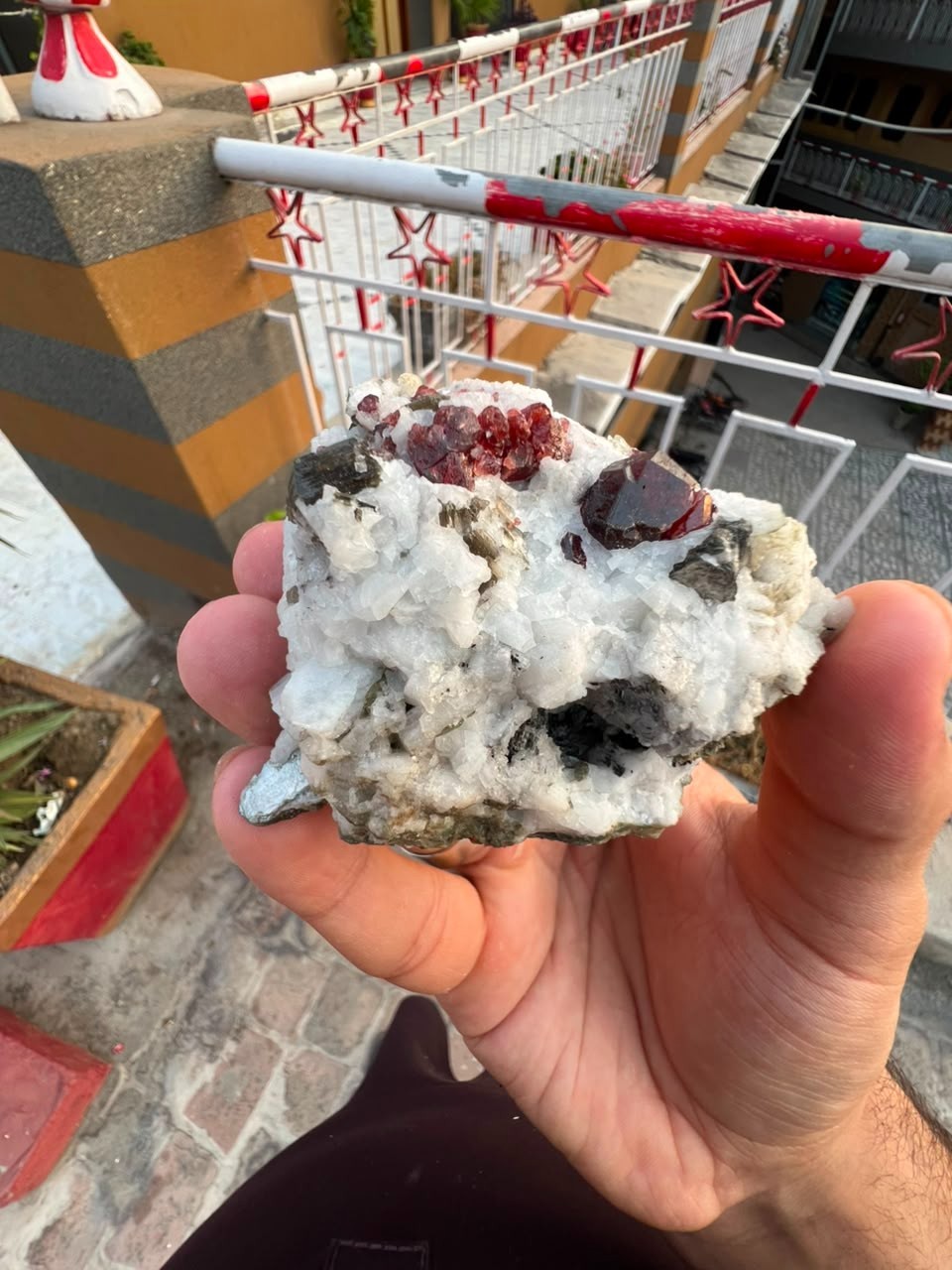 Natural Red Garnet Crystal Cluster In Feldspar Mica Specimen | Skardu Pakistan.