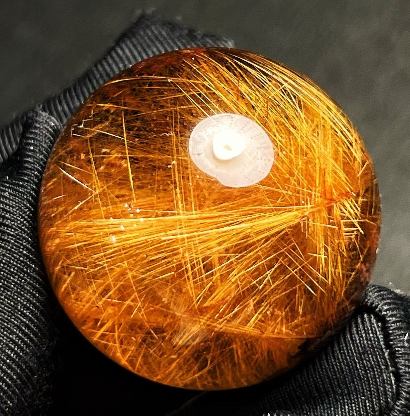 34mm Top Natural golden Rutile sphere Quartz Crystal ball Reiki Energy Healing